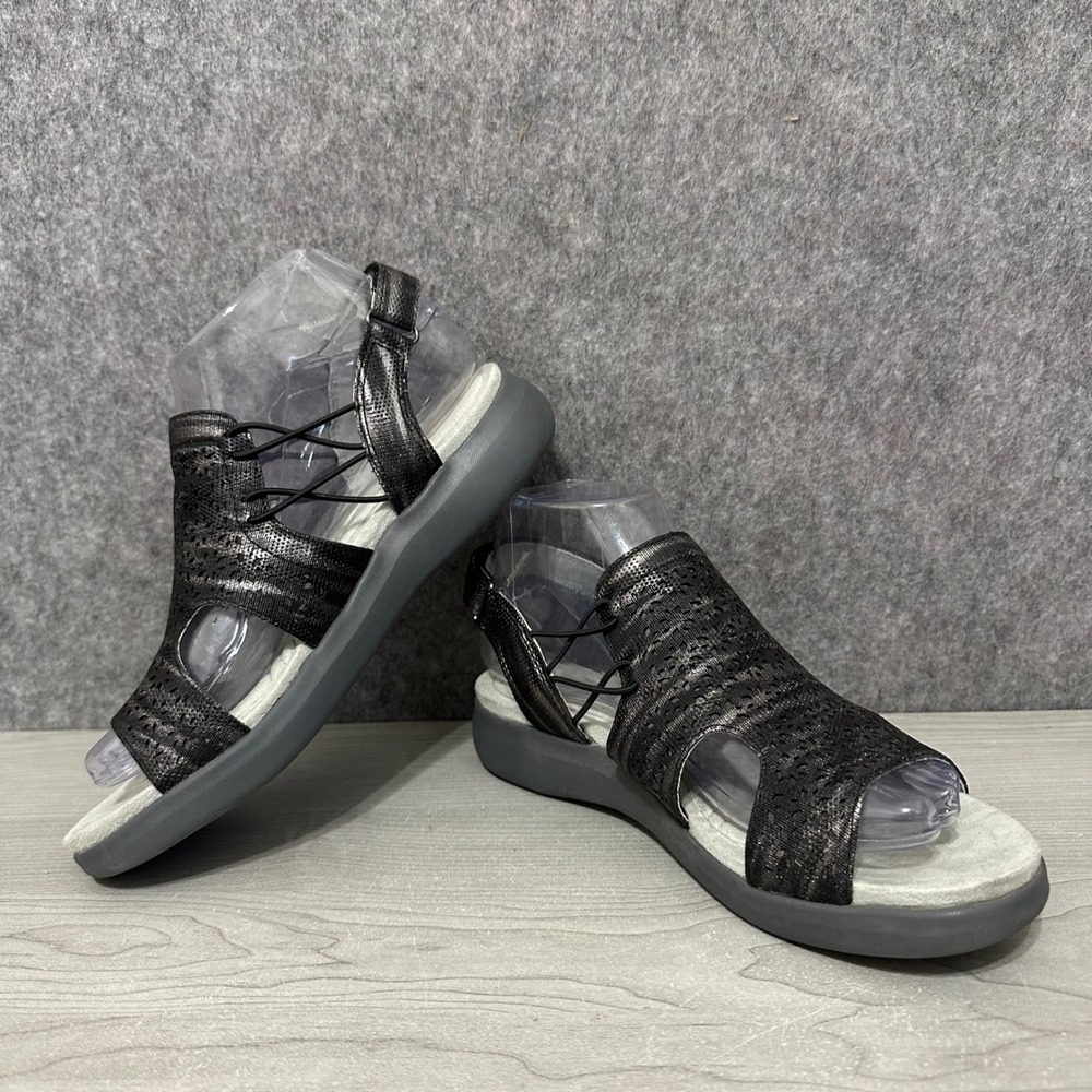 JBU Jambu Francis Sandals Womens 7 Gray Black Laser Cut Slingback Bungee - Picture 7 of 10
